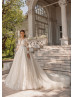 Ivory Beaded Lace Glitter Tulle Wedding Dress